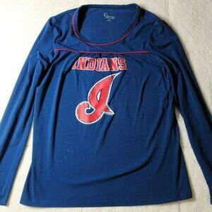 Women's Cleveland Indians Blue Shirt w/ Bling Med